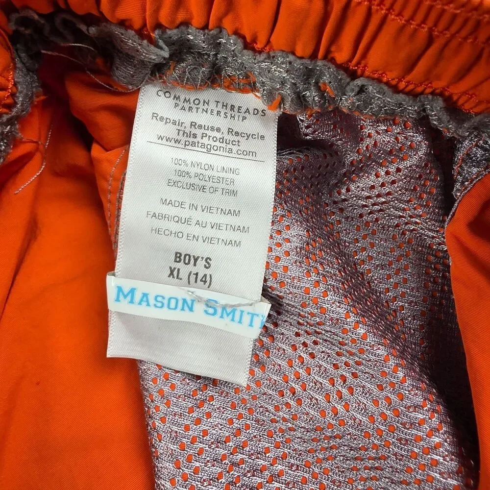 Patagonia Baggies Shorts Boys XL 14 Orange Nylon Swim Trunk Board Shorts Water